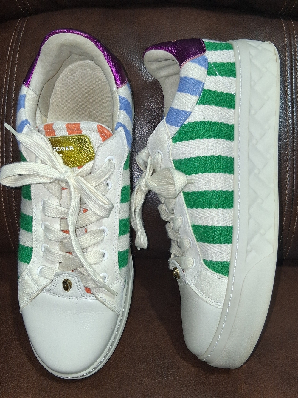 Kurt Geiger London Kensington Ivory Multi Cupsole Sneakers Eu40.5/US10.5